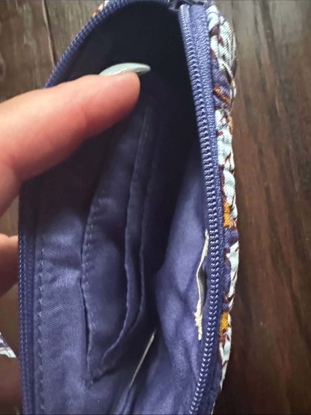 Vera Bradley Quilted Floral Wristlet in Purple, White and Orange